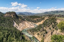 The view from the trail downstream from the Grand Canyon of Yellowstone National Park